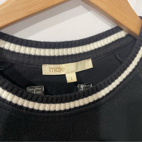Maje Black and White embroidered Collar Sweatshirt - Picture 2 of 4